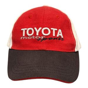 Toyota Motorsports Hat Cap Strap Back One Size Red Black Embroidered Racing Mens